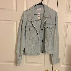 Lane Bryant Blue Striped Cropped Jean Jacket NWT